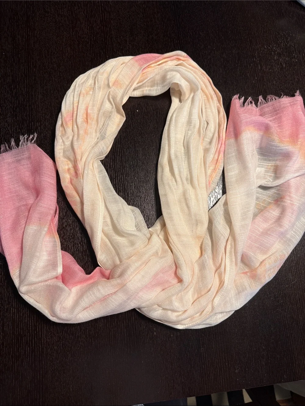 J.Jill Pure Jill Light Pink and Cream Women's Lightweight Scarf